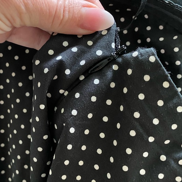 Black Strapless Midi Dress with White Polka Dots - Picture 6 of 6